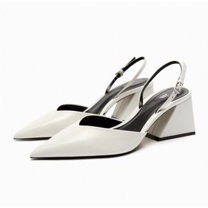 Zara Pointed Toe Square Heel Slingbacks 39